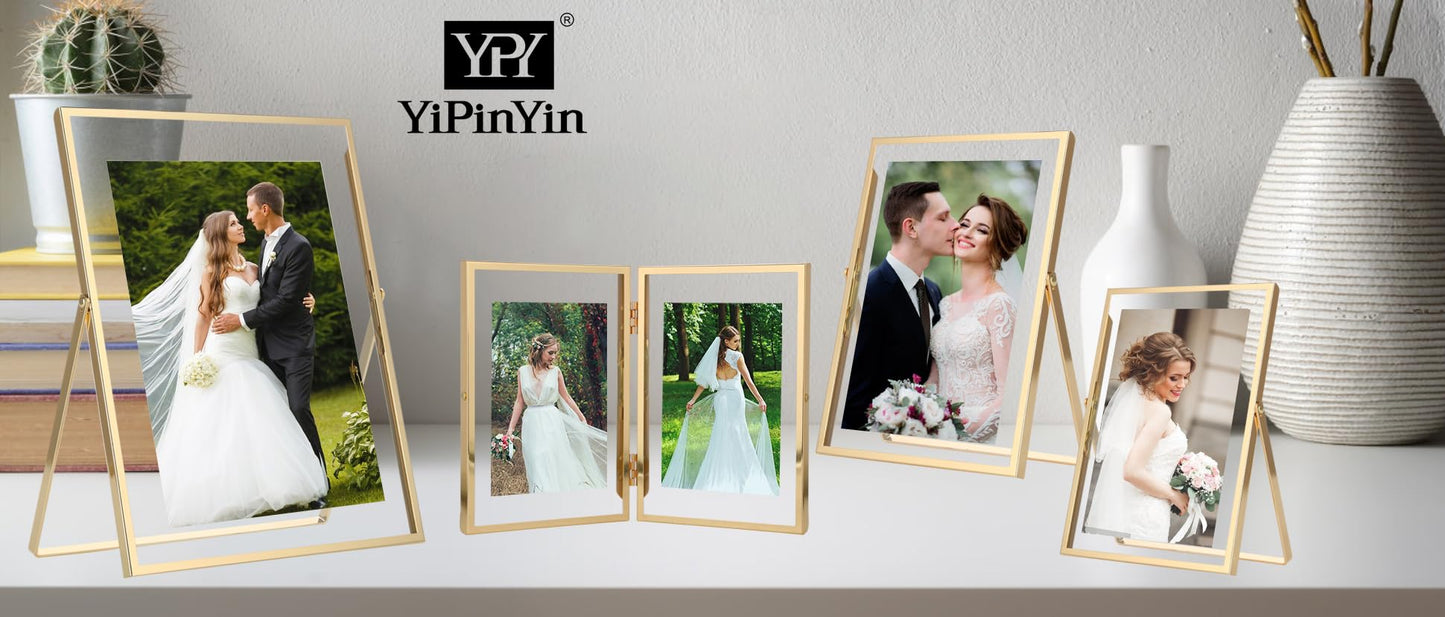 Silver 5x7'' Floating Frame Set of 2, For Photo Sizes ( 3.5x5'', 4x 6''), Silver Plated Metal Frames 5x7'' for Tabletop/Shelf Display, Classy Gift Choice for Wedding, Thanksgiving, Christmas,Birthady.