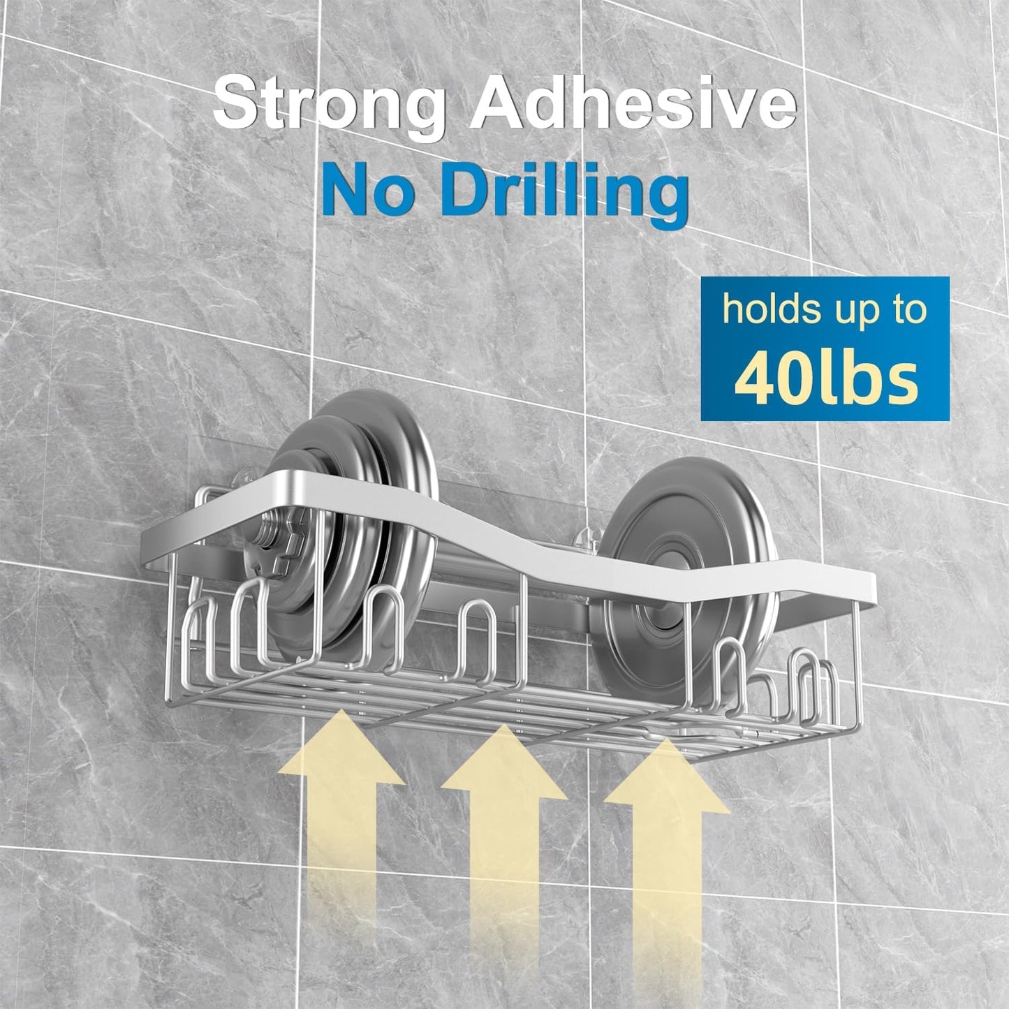 Shower Caddy, Rustproof Bathroom Shower Organizers [5-Pack] with Adhesive Shelves, Soap Caddy & Toothbrush Holder