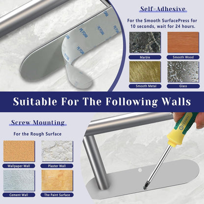Stainless Steel Paper Towel Holder by [Brand Name] - Self-Adhesive or Drilling | Wall Mount for Kitchen & Bathroom