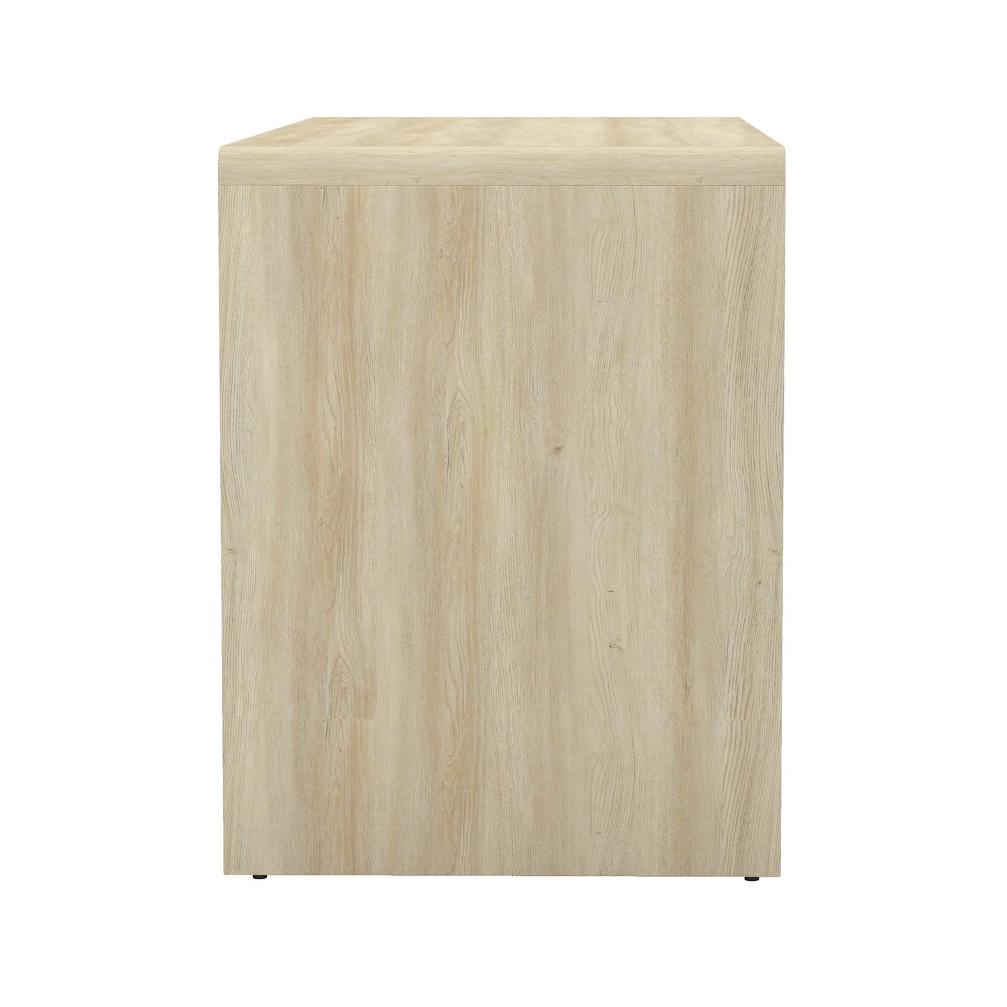Manhattan Comfort Novara Modern 60" Writing Desk with 2 Smooth-Glide Drawers with Fluted Fronts, Office Desk with Large Work Surface, Stylish Rounded Edges, Whitewashed Oak