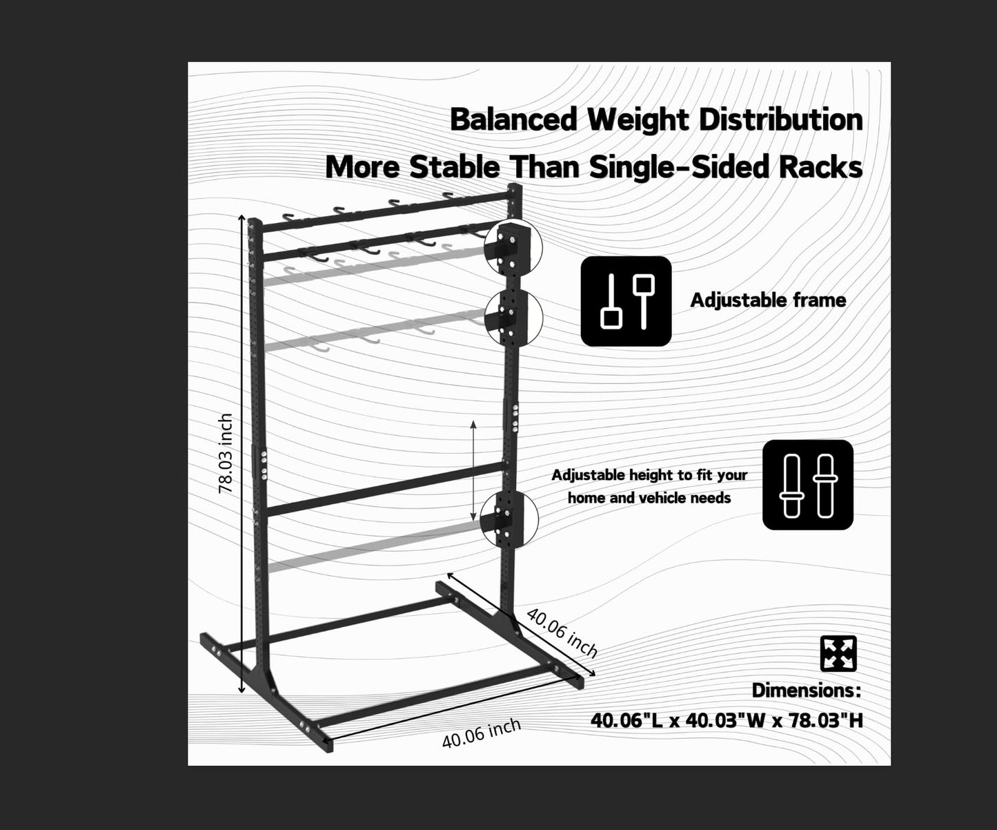 Freestanding Bike Storage Rack for 8 Bikes Heavy Duty Adjustable Bike Rack for Garage Organization & Storage Bike Rack with Hooks for Helmets and Accessories for Road, Mountain & Hybrid Bicycles