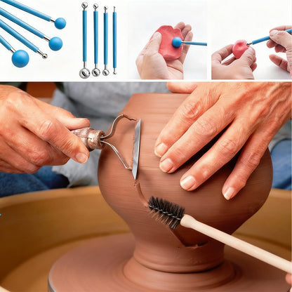 Air Dry Clay Kit 10 LBs + 42 Pcs Pottery Tools - Non-Toxic Organic Clay for Sculpting, Hand Modeling & Throwing Classes Ceramics Workshops (Red)