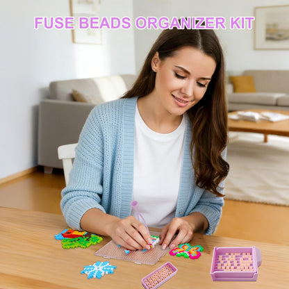 MVRPOWER Bead Kit for Perler with 5mm Beads Storage Box, Double-Needle Tweezer & Aligner Tray for Effortless Crafting