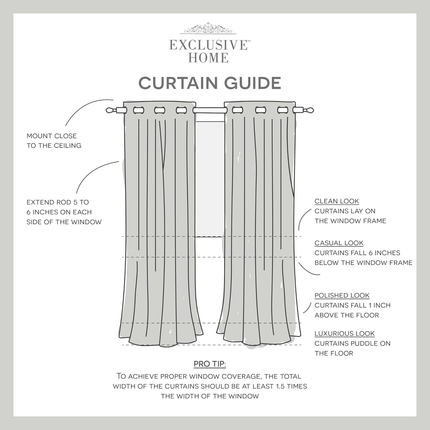 Exclusive Home Loha Linen Grommet Top Curtain Panel Pair, 54"x84", Black Pearl