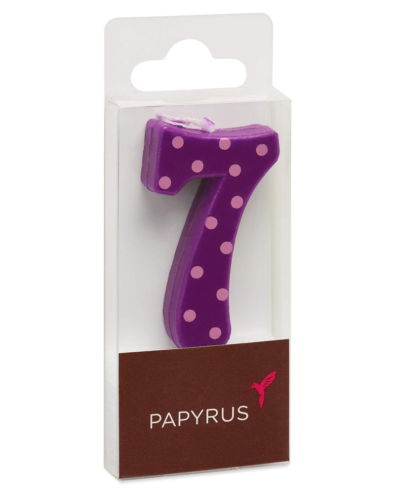 Papyrus Number Birthday Candles Pack, Purple Polka Dots (10-Count)