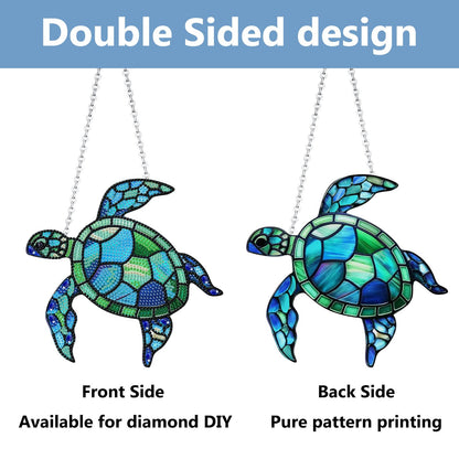 Turtle Hanging Diamond Art Kits for Adults, Sea Turtle Diamond Art Suncatchers, 5D Gem Art, Sun Catchers Indoor Window Acrylic DIY Crafts for Gift Home Decor