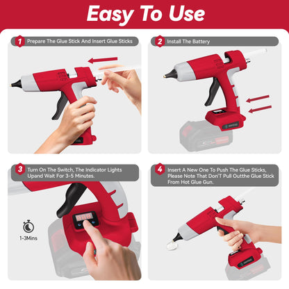 Upgraded 100W Cordless Hot Glue Gun Compatible with Milwaukee 18V Battery, Digital Temperature Adjustable, 30 Premium Sticks, Fast Preheat for DIY Crafts Home Repair Industrial Projects (Tool Only)