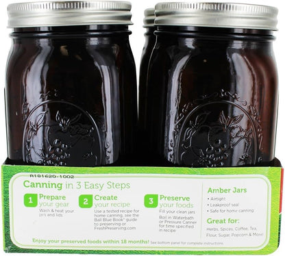 Ball Wide Mouth Canning Jars, Quart, Amber, 4 Count, 1440069046