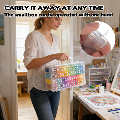 2 Pack Diamond Painting Storage Containers with 128 Rectangle Grids for Diamond Art Organizer with Sticker Labels Portable Clear Bead Organizer Box for Crafts Storage Accessories Art Beads Seeds