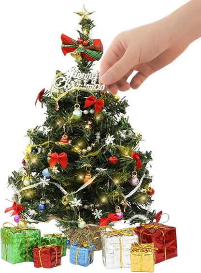 12 inch 1/6 1/12 iLAND Mini Christmas Tree with Lights Small Christmas Table Decorations Fits Office Desk Shelf Van