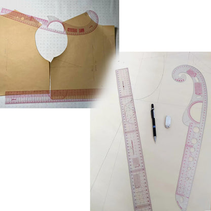 AMZTKDIY Acrylic Sewing Ruler Set，French Curve Pattern Rulers Kit for Tailors Designers Precision Pattern Making Guides Quilting and DIY Supplies (Ruler Set 4-15Pcs)