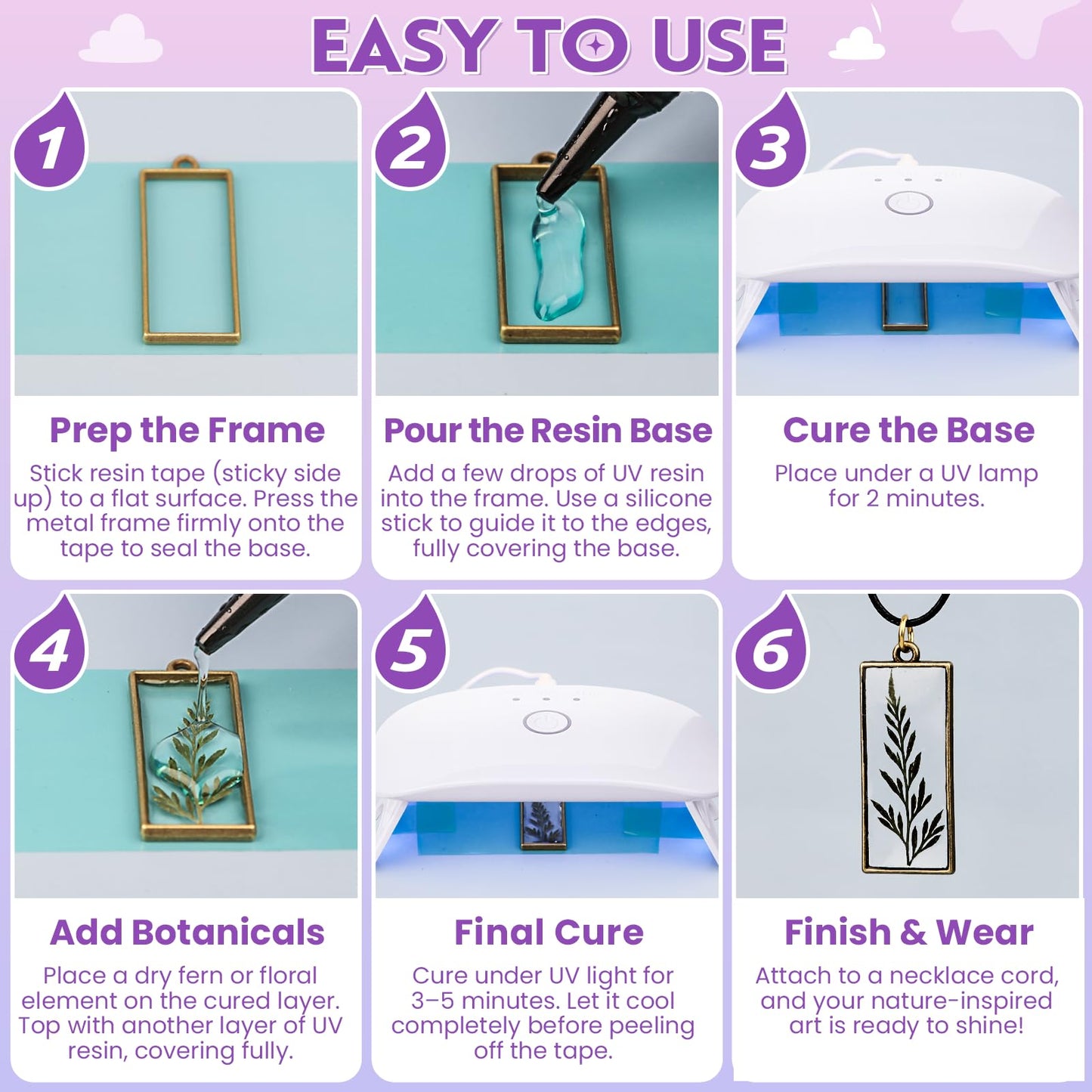 LET'S RESIN Jewelry Making Kit - 153Pcs Highly Clear Resin with Upgraded UV Lamp, Resin Accessories for Keychains, Jewelry