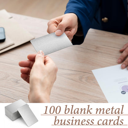 Yuanan 100PCS Metal Business Cards Blank, 0.45mm Aluminum Business Card Blanks Thick Engraving, 3.4x2.1 Inch Multipurpose for Cards Cnc Engraver Laser Engraving DIY Card-Silver