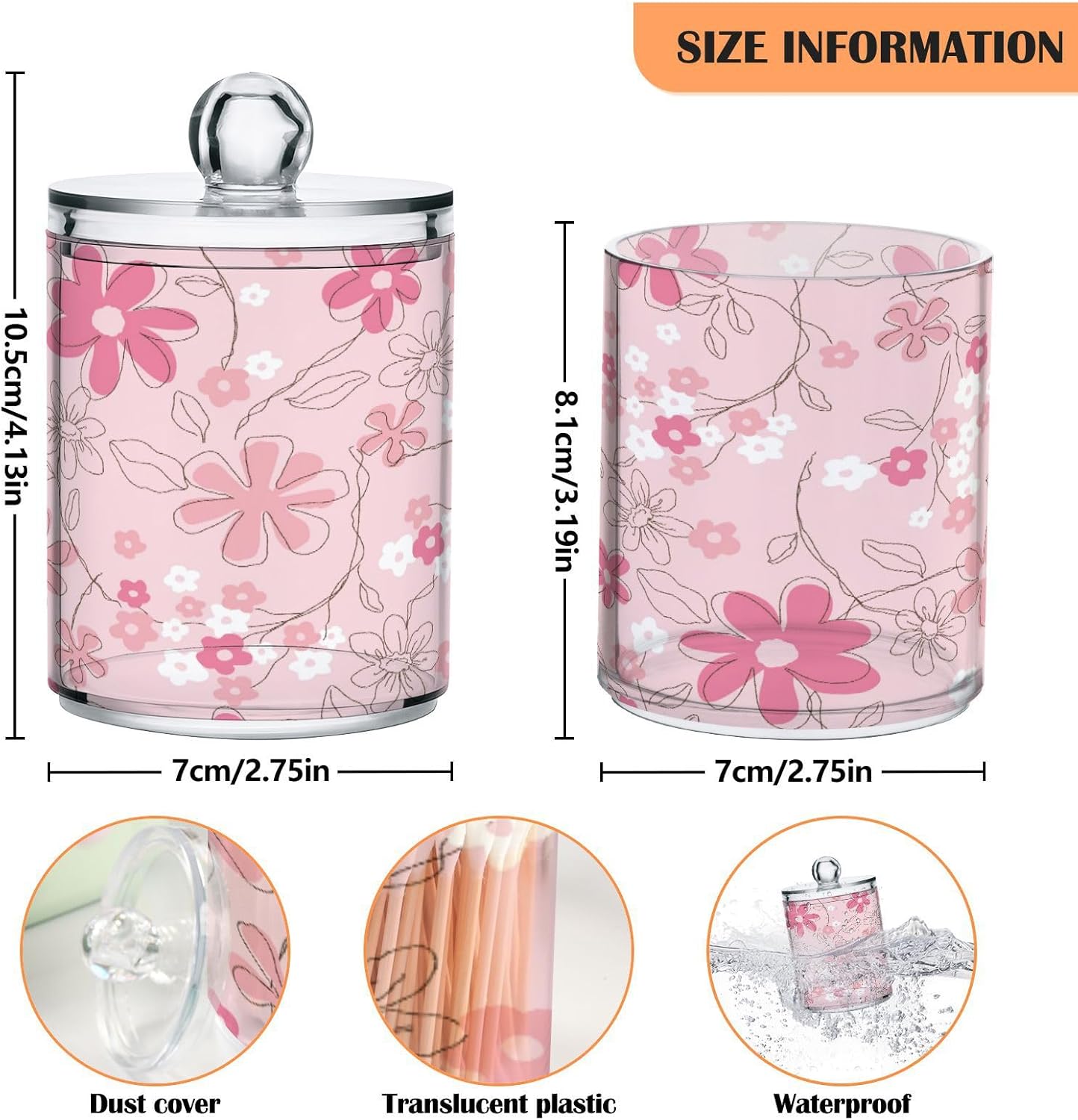 Kigai Watermelon 2PC Airtight Transparent Plastic Storage Jar for Food, Herbs, Tea, Easy to Use with Storage Lid