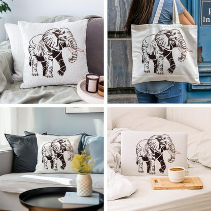 MAYJOYDIY 2 Sets Elephant Stencil 11.7×8.3/11.8x11.8inch Large Forest Animals Painting Stencil with Paint Brush Reusable Jungle Animal Drawing Templates for Wood Canvas Paper Fabric Wall Glass