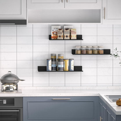 Wisfame Floating Wall Shelves - Set of 3 Black Metal Shelves for Bathroom, Living Room, Office | 11.8/13.8/15.7 in