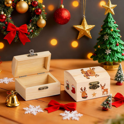 10Pcs Small Wooden Boxes for Crafts, Unfinished Wood Box with Lids, Mini Treasure Chest Small Craft Box, Jewelry DIY Mini Craft Boxes to Paint for Kids Adults Classroom Party Handmade (3.5 x 2 x 2in)