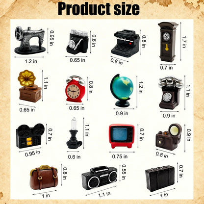Miniature Home Appliances Retro Furniture - 15Pcs 1inch Mini Simulated Resin Camera Telephone TV Figurines Models Ornaments for DIY Diorama Micro Landscape Craft Accessories Decor