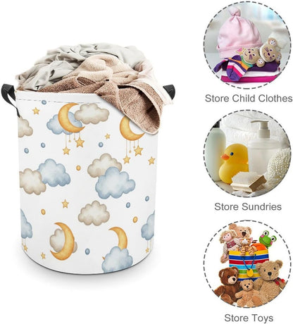 Cartoon Kids Laundry Basket Moon And Stars Decor Kids Laundry Hamper Clothes Hamper Toy Storage Bin Bedroom Bathroom