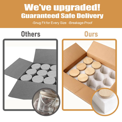 YJHSS 10oz Glass Candle Jars, 12-Pack Candles Jars for Making Candles, Empty Thick Glass Wide-Mouth Jars with Bamboo Lids & Wick Kits, Candle Containers Bulk - Clear