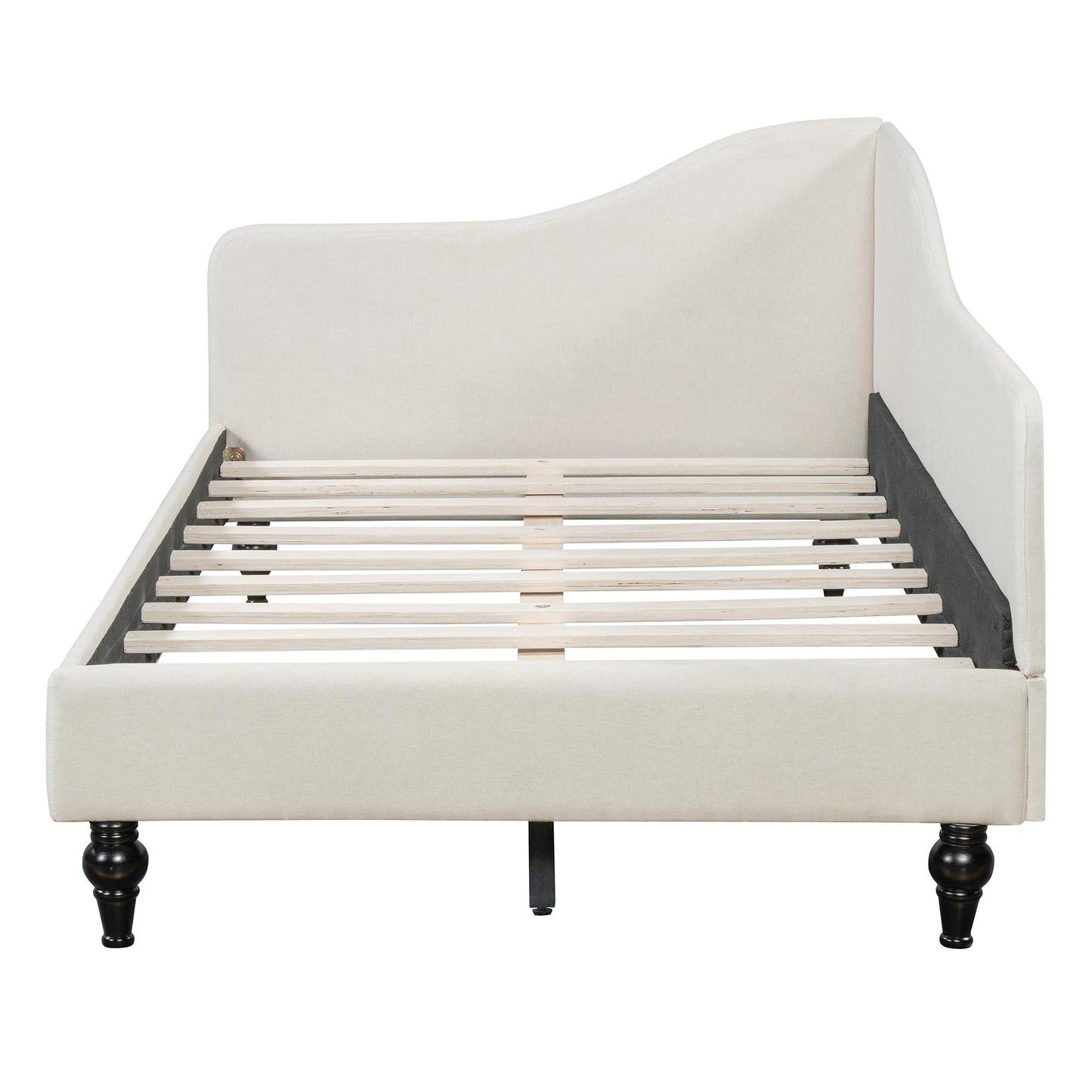 Merax Twin Size daybed, L-Shaped Linen Daybed Corner Sofa with Solid Wood Legs for Living Room & Guest Room, No Box Spring Needed, Beige
