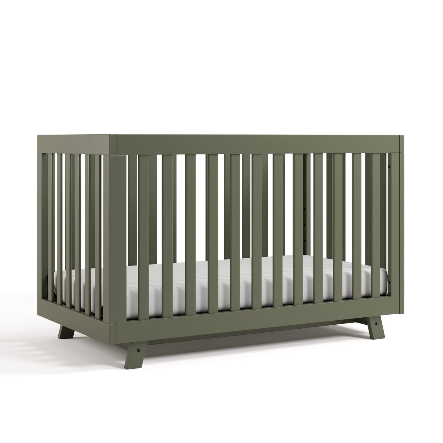 Storkcraft Beckett 3-in-1 Convertible Crib – GREENGUARD Gold Certified, Fits Standard Crib Mattress, Converts to Toddler Bed and Daybed, 4 Mattress Heights, Grow-with-Me Design (Olive)