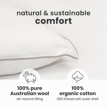 Woolino Toddler Pillow, Premium Breathable 100% Wool Fill & Cotton Cover Toddler Sleeping Pillow, Small Kids Travel Size, 14x19