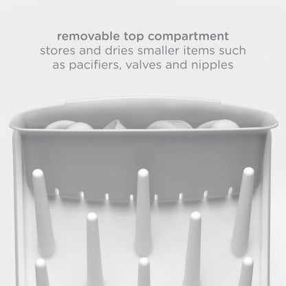Ubbi Vertical Baby Bottle Drying Rack, Space Saving Countertop Drying Rack Baby Organizer, Gray