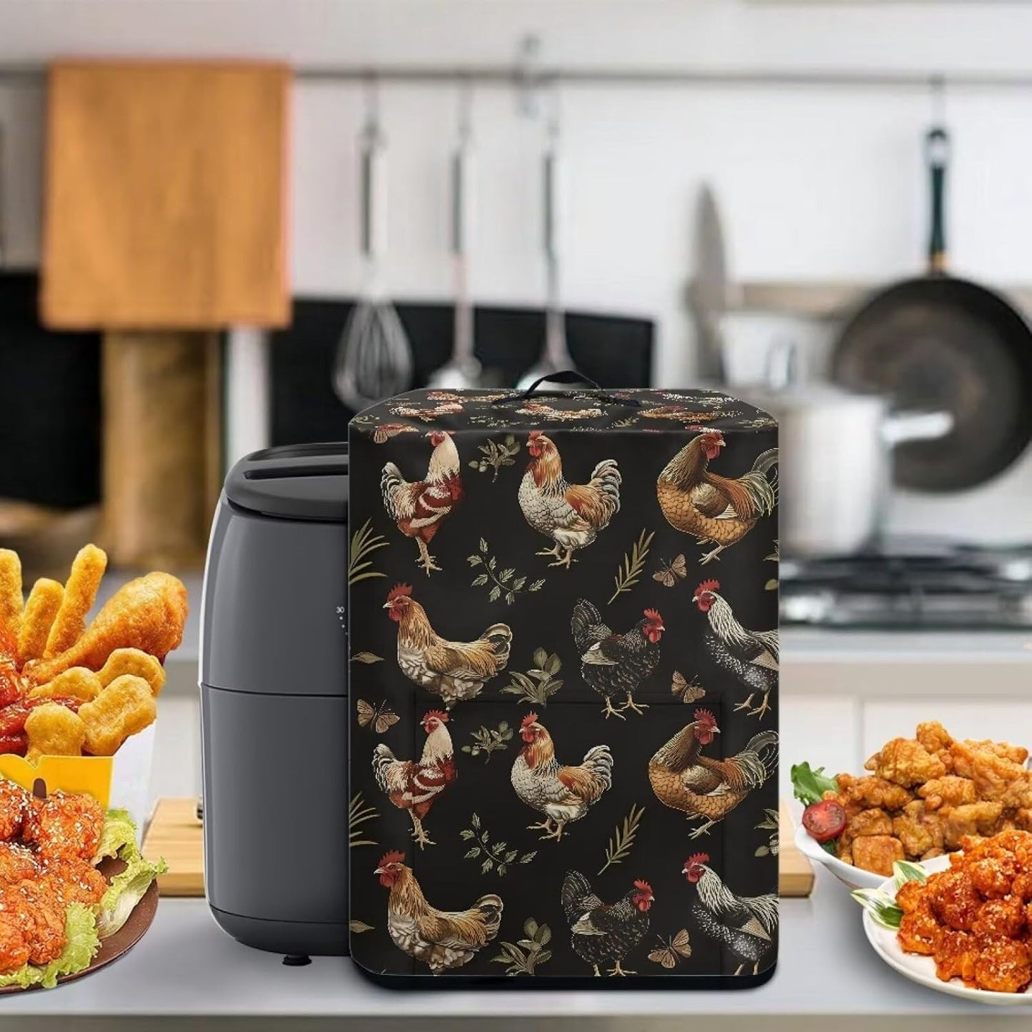 Insulated Air Fryer Kitchen Appliance Cover with Handle and Storage Pocket for Spoon, Cooking Utensils, Easy Cleaning