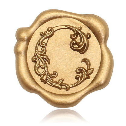 SWANGSA Initial Alphabet Wax Seal Stickers, 50 Pcs Antique Gold 3D Floral Letter C Envelope Seal Stickers Self- Adhesive, Perfect for Wedding Invitation, Christmas, Gift Wrapping