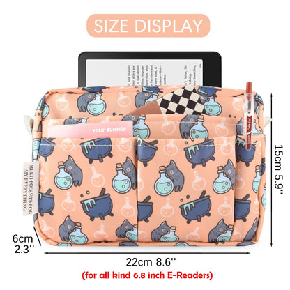 Portfolio Organizer with Multiple Pockets, Waterproof Travel Zippered Toiletry Bag, Portable Storage Pencil Pouch for Notebooks, Stationeries, Make-up, Journal Office Art Supplies.Potion Cat
