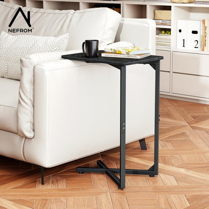 NEFROM Set 2, ET-X-BK2 C-Shaped End Tables, Sofa TV Trays of Small Couch Side Table for Living Room, Bedroom, Bedside
