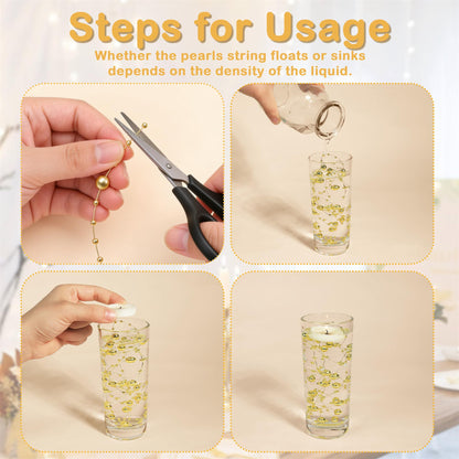 YATOJUZI 30 PCS Artificial Pearl String White Vase Filler Floating Pearls for Vases Centerpieces Faux Pearl Beads String Decorations Wedding Holiday Party Decor