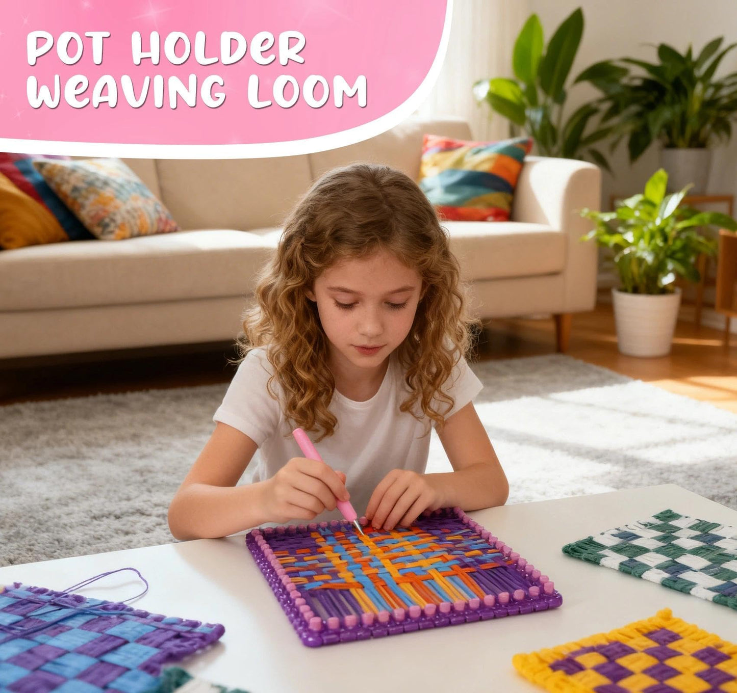 BLISSIQUEE Weaving Loom for Kids 288 Loops 12 Colors Potholder Weaving Loom Knitting Arts and Crafts Kit for Kids Beginners Pot Holder DIY Project Ages 6 7 8 10 12 13 Years Old