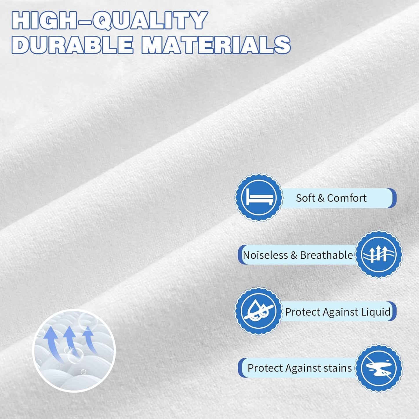 18" (60'' 80'') Queen Mattress Protector, Waterproof Mattress Cover with Deep Pocket Bed Cover, Fitted Sheet Style