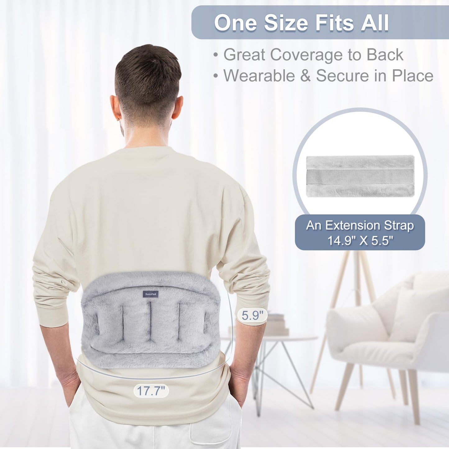 SuzziPad Microwave Heating Pad for Back Discomfort, Microwavable Heat Pads for Lumbar, Waist, Stomach, Neck Shoulder, Wrap with Moist Therapy, Warm & Cold Compress