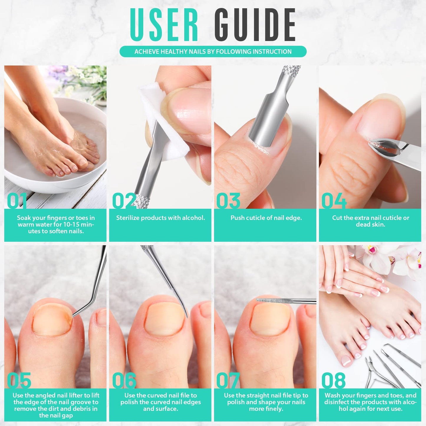 FANDAMEI Ingrown Toenail Removal Kit, Pedicure Tools, Nail Care Kit, Cuticle Trimmer, Nail Cuticle Nippers, Cuticle Kit Stainless Steel, Cuticle Clippers, Cuticle Pushers, Manicure Kit, Pedicure Kit