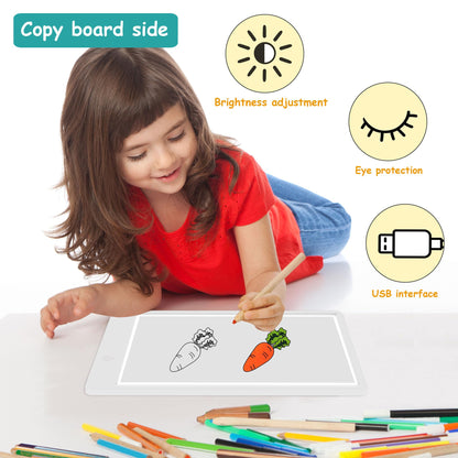 Upgraded A4 LCD Written Tablet LED Copy Board, Ultra-Thin Dimmable USB Charging Writing Tablet Copy Board 2 in 1 Light Pad for Memo, Diamond Painting, Tattoo, Drawing, Graffiti, Stencil Making
