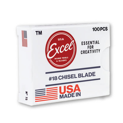 Excel Blades #18 Wood Chisel Replacement Blades, 1/2 Inch High Carbon Steel 100 Pack for Hobby Knife and Craft Knife K2 K5 K6 Handles, Precision Detail Carving on Wood Plastic Foam, Made in USA