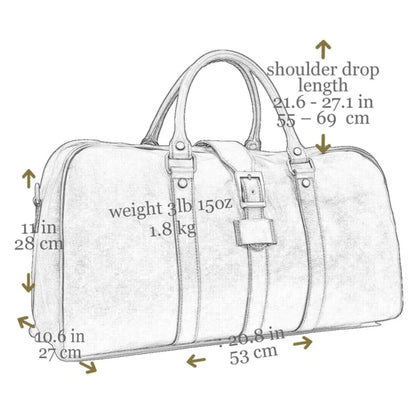 Time Resistance Leather Duffle Bag - Full Grain Leather Travel Bag for Men and Women - Carry-On Duffel Bag (Cognac)