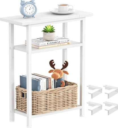 25.2" HET005WT1 Heybly Small Narrow Side Table for Small Space, Thin Bedside Table, Slim Sofa Table, Skinny End Table