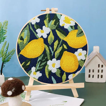 Punch Needle Kits Lemon Spice DIY Embroidery Starter Set with Hoop Easy for Beginners Stress Relief Handmade Craft Hobby and Home Decor 20x20cm-10