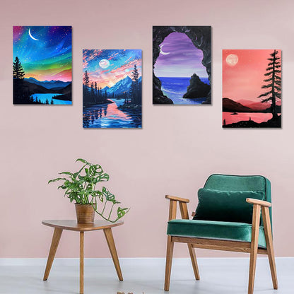 DOTSOPS Diamond Painting Kits Art Adults Painting Kit Crafts DIY 5D Diamond Art Packs Kits Full for Adults Beginner Home Wall Decoration Gift 11.8x15.7 Inches (4 Pack Landscape-b)