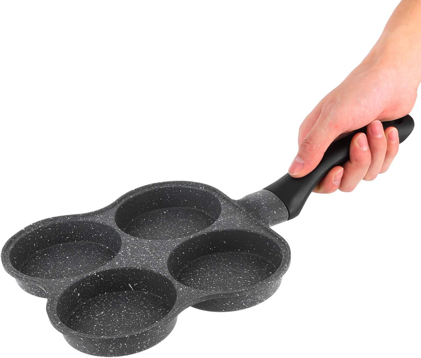 GLOGLOW Frying Pan, 14.4x7.7x1.0In Non-Stick Aluminum 4-Hole Pancake Omelet Maker, Practical Kitchen Utensil