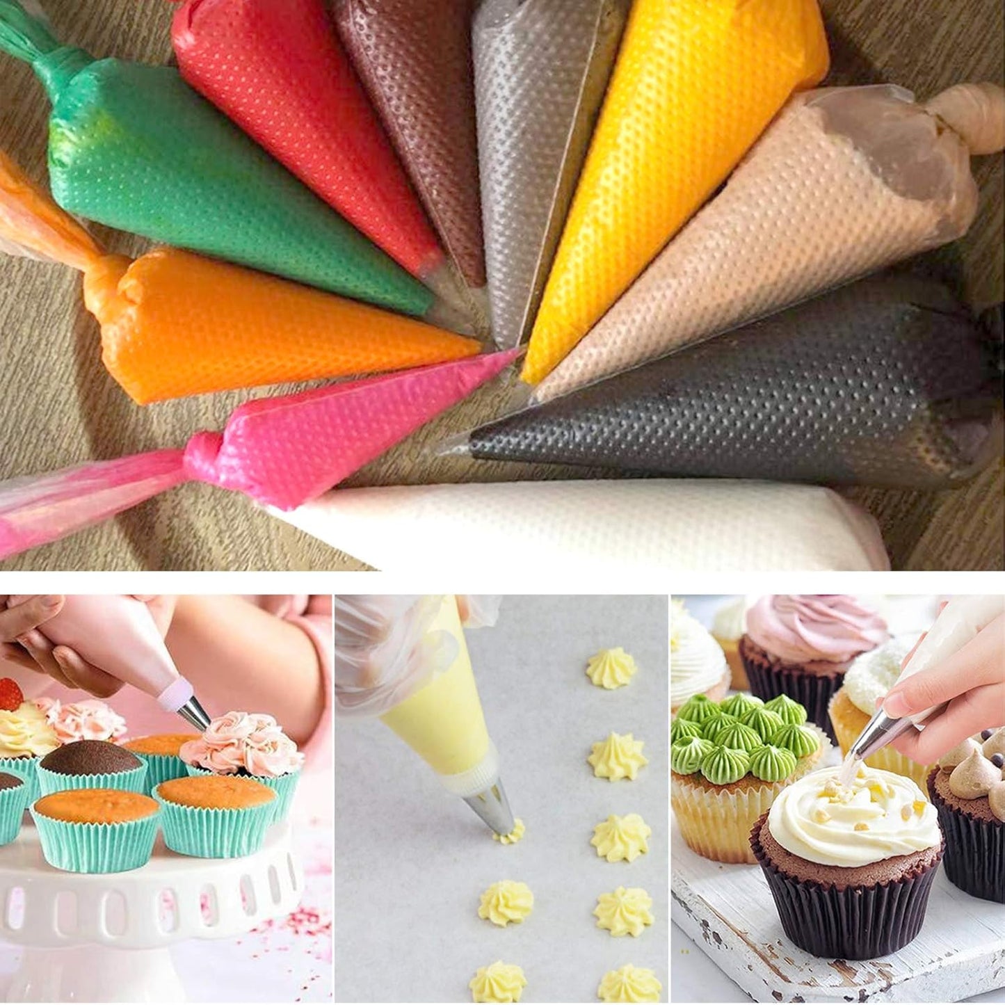 Piping Bags Disposable, 100 Pieces 14 Inch Heavy Duty Anti Burst Piping Pastry Bags