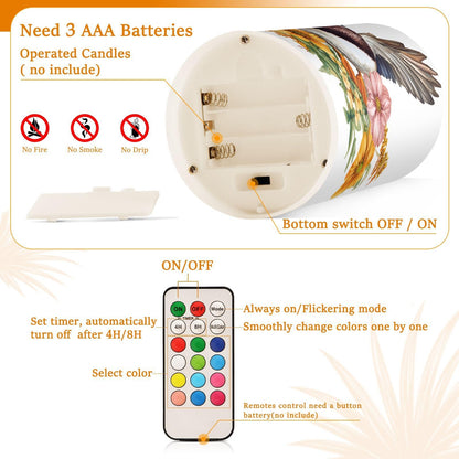 ALAZA Flickering Flameless Candles Mallard Duck Sunflowers Battery Operated Candles with Remote Timer LED Pillar Votive Candles Set of 2 for Holiday Decor