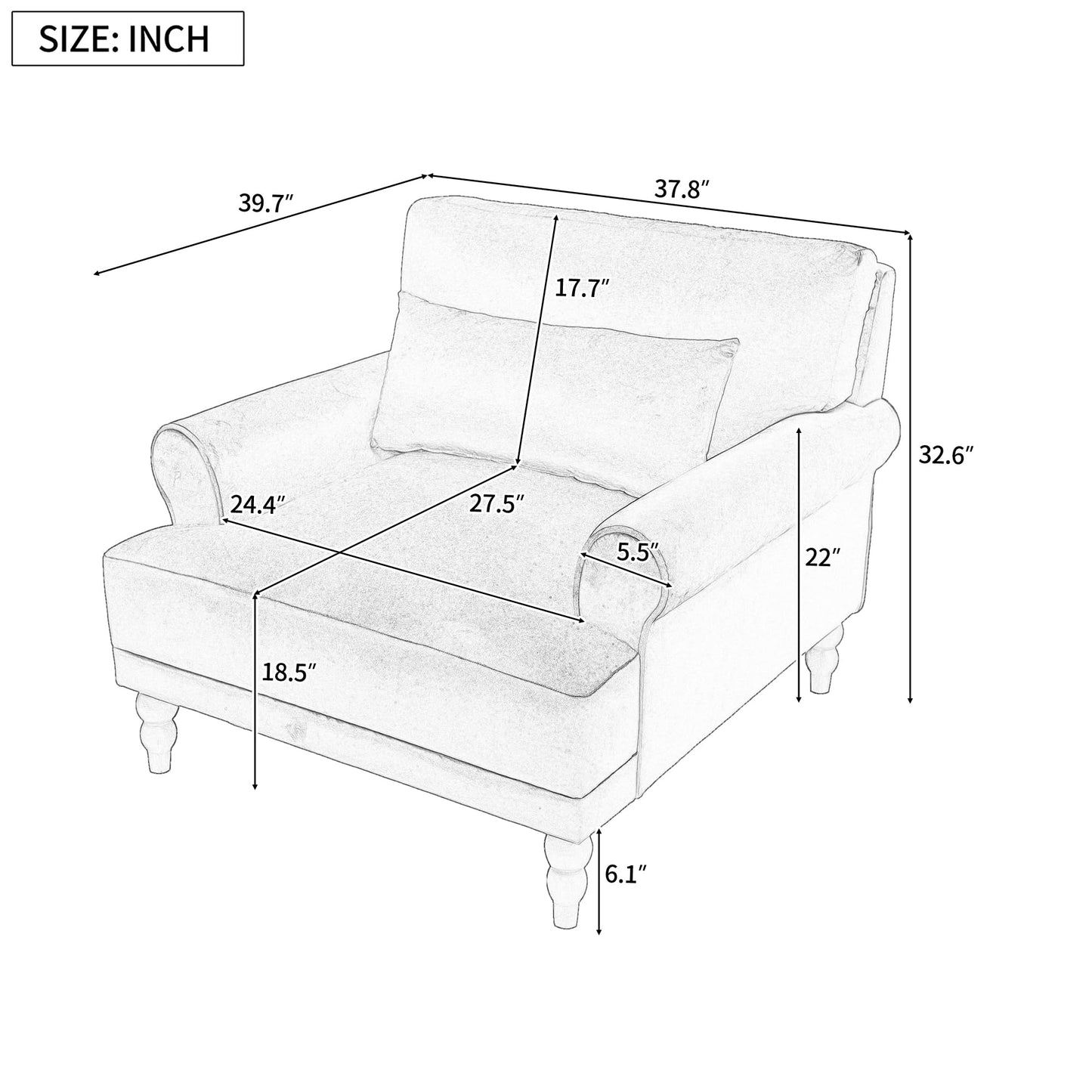 Christopher Knight Home Accent Chair, Boucle Club Chair, Upholstered Lounge Chair, Large Size Armchair Roman Column Legs, Cozy Reading Single Sofa Chair for Living Room, Bedroom, Home Study, White