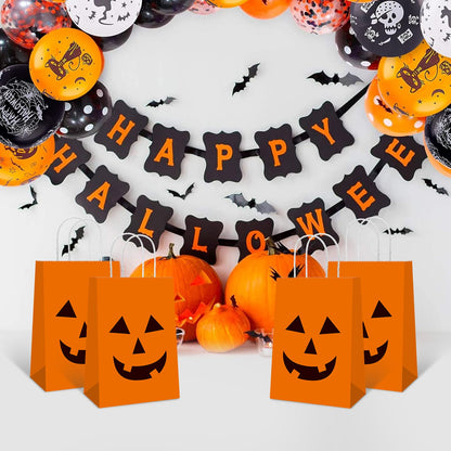 YE 12 PCS Halloween Pumpkin Gift Candy Bags with Handle Trick or Treat Bags Party Favor for Halloween Party Decorations