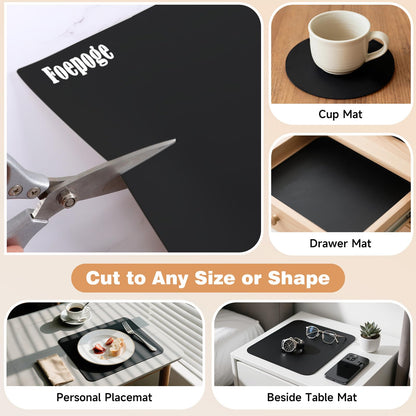 49.2" x 15.7" Large Silicone Mat for Kitchen Counter Protector, Cuttable Silicon Countertop Protector Mat Heat Resistant Mats for Countertop, Cut to Fit Placemat Ship Roll by Foepoge, Black
