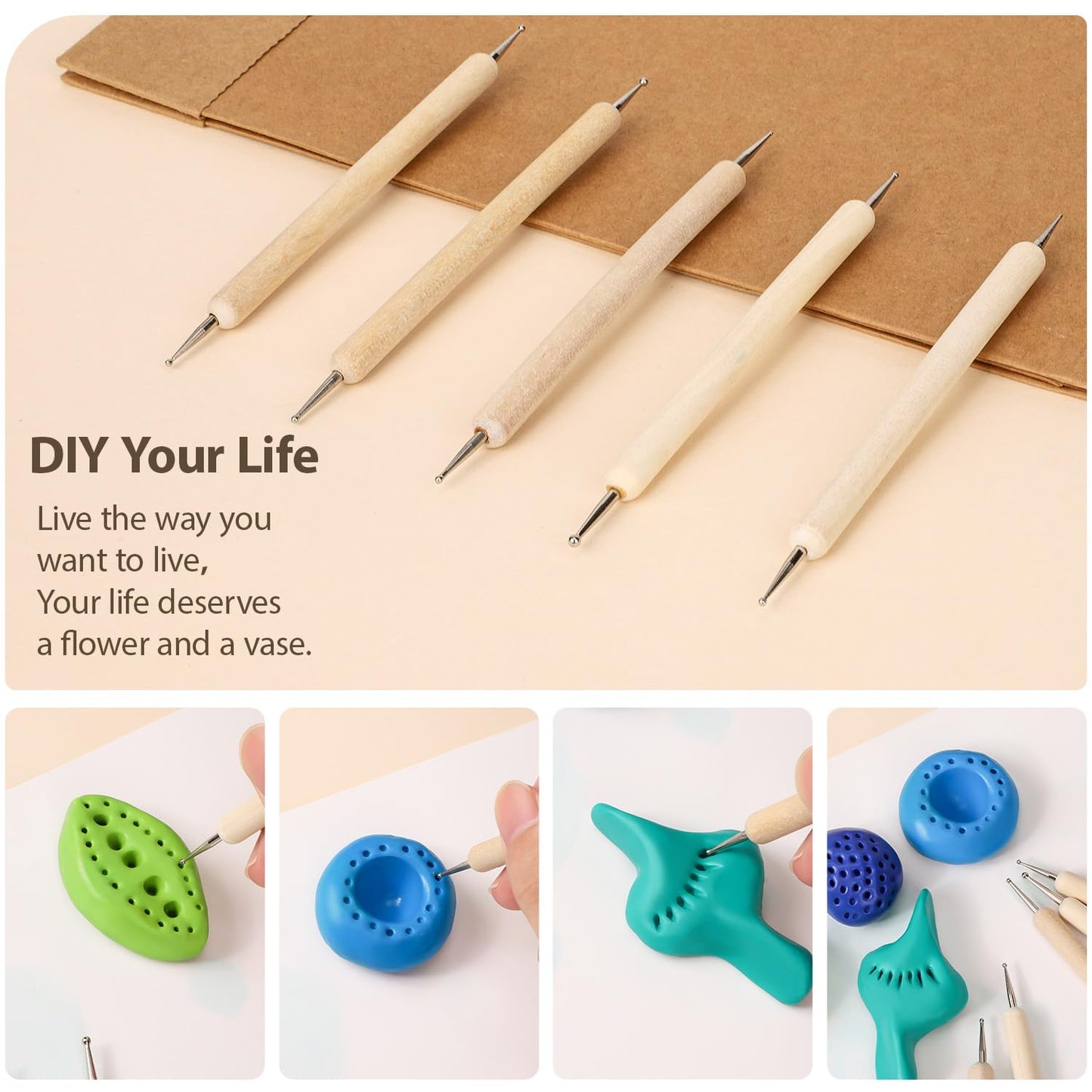 Tovotum Pottery Sculpting Tools 32PCS Ceramic Clay Carving Tools Set for Beginners Expert Art Crafts Pottery Clay Tool